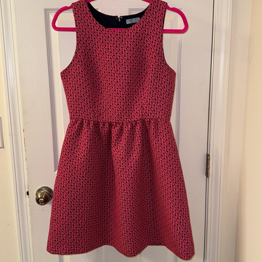 CYNTHIA ROWLEY PINK NAVY FIT FLARE